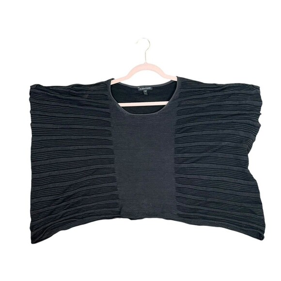 Eileen Fisher Petite Sz S Boucle Knit Poncho Pullover Black Oversized Preowned - Picture 6 of 11